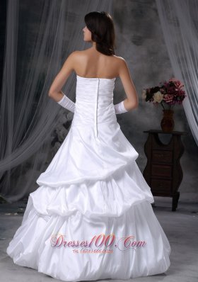 Low Price Taffeta Beading A-line Strapless Wedding Dress