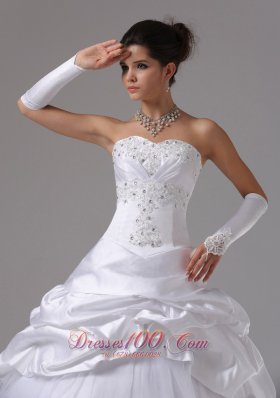 Appliques and Pick-ups Wedding Dress Taffeta And Tulle