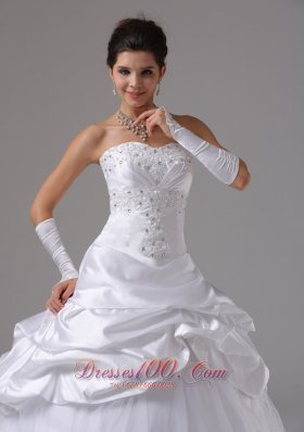 Appliques and Pick-ups Wedding Dress Taffeta And Tulle