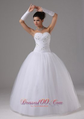 Ball Gown Bridal Dress Sweetheart Beaded Tulle