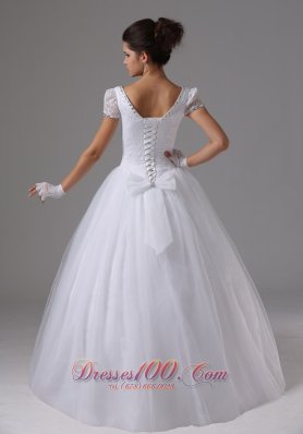 Short Sleeves Ball Gown Scoop Neck Bridal Wedding Dress