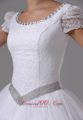 Short Sleeves Ball Gown Scoop Neck Bridal Wedding Dress