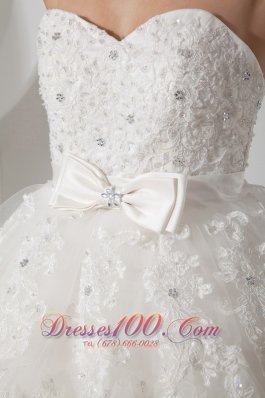 Sweetheart Tulle A-line Bridal Gown Court Train Sash and Beading