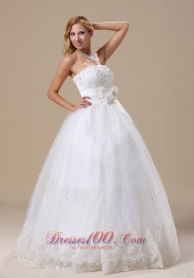 Strapless Princess Bowknot Wedding Gown Appliques With Beading