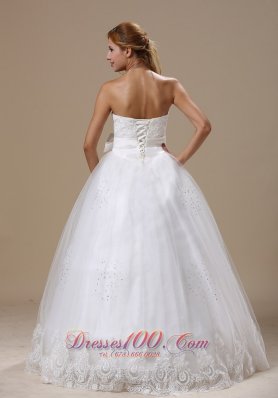 Strapless Princess Bowknot Wedding Gown Appliques With Beading