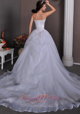 Sweetheart Ball Gown Wedding Dress Beading Satin and Organza