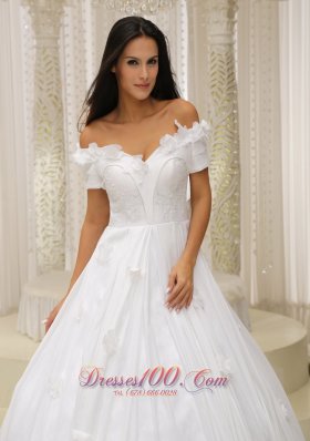 Ball Gown Off The Shoulder Wedding Dress Appliques Taffeta