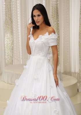 Ball Gown Off The Shoulder Wedding Dress Appliques Taffeta