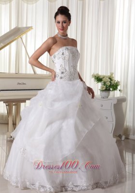 Beaded Pick-ups Ball Gown Bridal Gown Strapless Organza