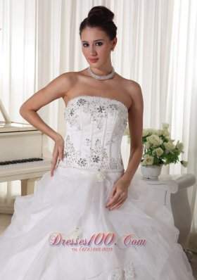 Beaded Pick-ups Ball Gown Bridal Gown Strapless Organza