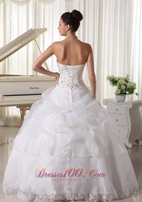 Beaded Pick-ups Ball Gown Bridal Gown Strapless Organza