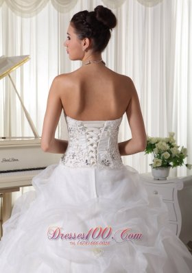 Beaded Pick-ups Ball Gown Bridal Gown Strapless Organza