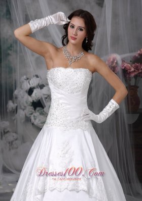 Strapless Princess Bridal Gown Court Train Lace Decorated