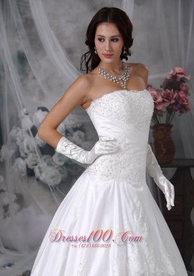 Strapless Princess Bridal Gown Court Train Lace Decorated