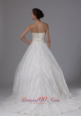 Tulle Ball Gown Sweetheart Bridal Dress Ruched Appliques