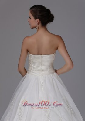 Tulle Ball Gown Sweetheart Bridal Dress Ruched Appliques