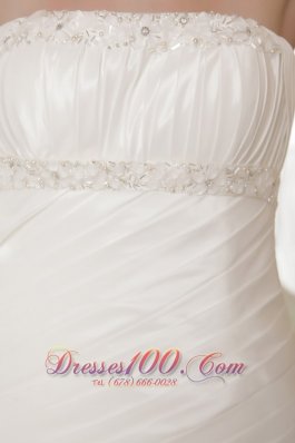 Strapless Tulle and Taffeta Bridal Dress Court Train Beading