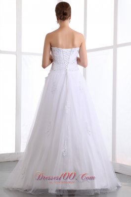 Taffeta and Organza Strapless Wedding Gown Beading Brush Train