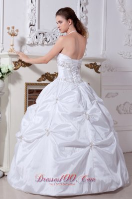 Halter Bridal Wedding Dress Taffeta Embroidery Floor-length