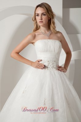 Taffeta and Organza Wedding Gown Strapless Embroidery Floor-length