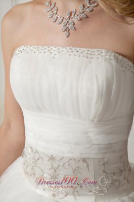 Taffeta and Organza Wedding Gown Strapless Embroidery Floor-length