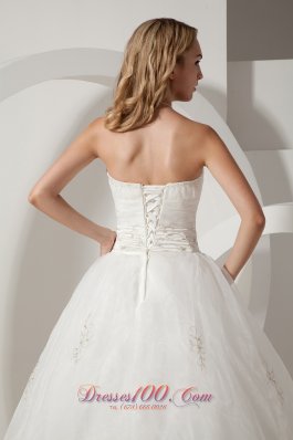 Taffeta and Organza Wedding Gown Strapless Embroidery Floor-length