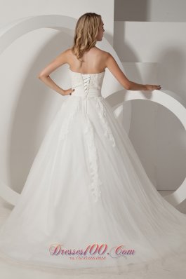 Sweetheart Appliques Bridal Dress Taffeta and Organza Court Train