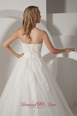 Sweetheart Appliques Bridal Dress Taffeta and Organza Court Train