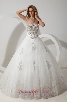 Sweetheart Organza Wedding Dress Ball Gown Court Train Beading