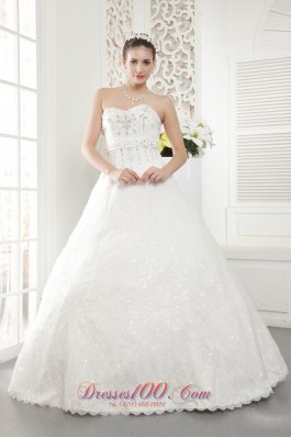 Sweetheart Princess Bridal Dress Lace Beading Floor-length