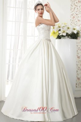 A-line/Princess Satin white Wedding Dress with beading