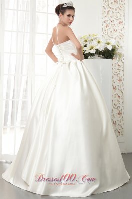 A-line/Princess Satin white Wedding Dress with beading