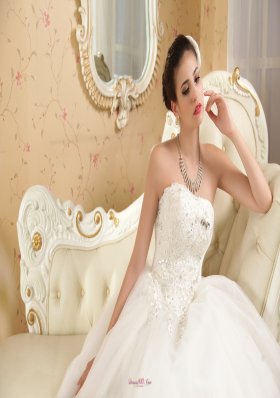 Brand New Strapless Tulle Wedding Dress with appliques