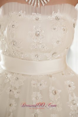 Sweetheart Wedding Gown Appliques With Beading Tulle