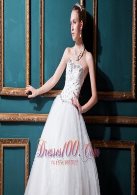 Sweetheart Floor-length Tulle ball gown Beading Wedding dress