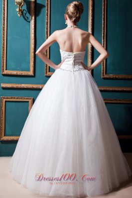 Sweetheart Floor-length Tulle ball gown Beading Wedding dress