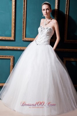 Sweetheart Floor-length Tulle ball gown Beading Wedding dress