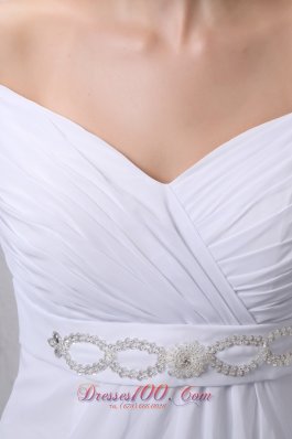 Empire Off The Shoulder Beading Plus Size Wedding Dress