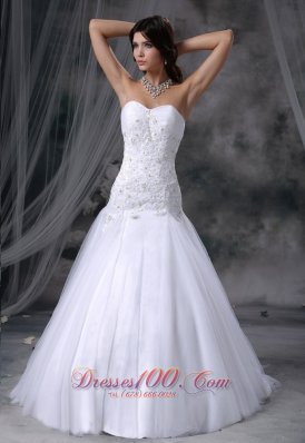 Lace With Beading Chapel Train Tulle 2013 Wedding Dress