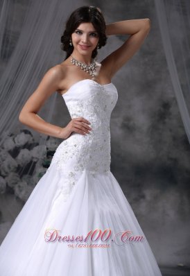 Lace With Beading Chapel Train Tulle 2013 Wedding Dress