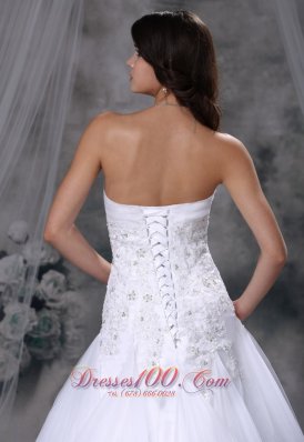 Lace With Beading Chapel Train Tulle 2013 Wedding Dress