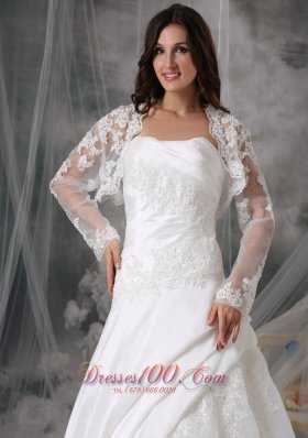 Strapless Organza Appliques Court Train Wedding Dress