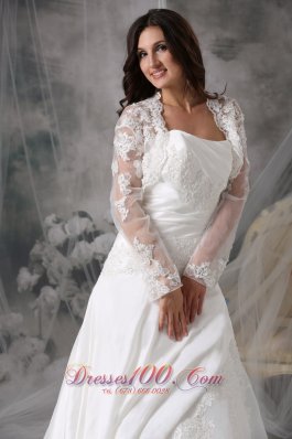 Strapless Organza Appliques Court Train Wedding Dress