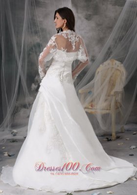 Strapless Organza Appliques Court Train Wedding Dress