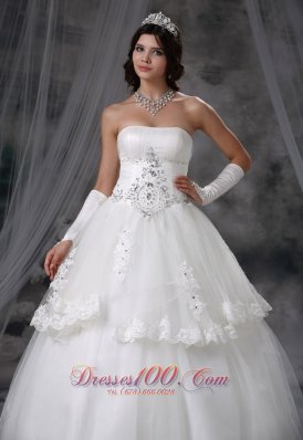 Ball Gown Wedding Dress With Lace Tulle Layers