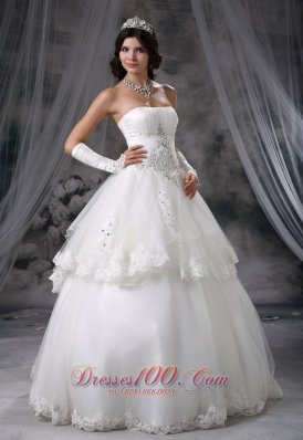 Ball Gown Wedding Dress With Lace Tulle Layers