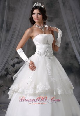 Ball Gown Wedding Dress With Lace Tulle Layers