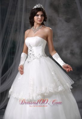 Ball Gown Wedding Dress With Lace Tulle Layers