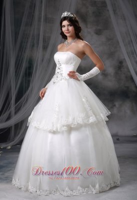 Ball Gown Wedding Dress With Lace Tulle Layers