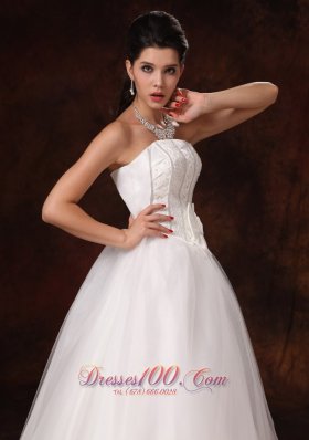 Stylish A-line Floor-length Customize Bowknot Wedding Dress